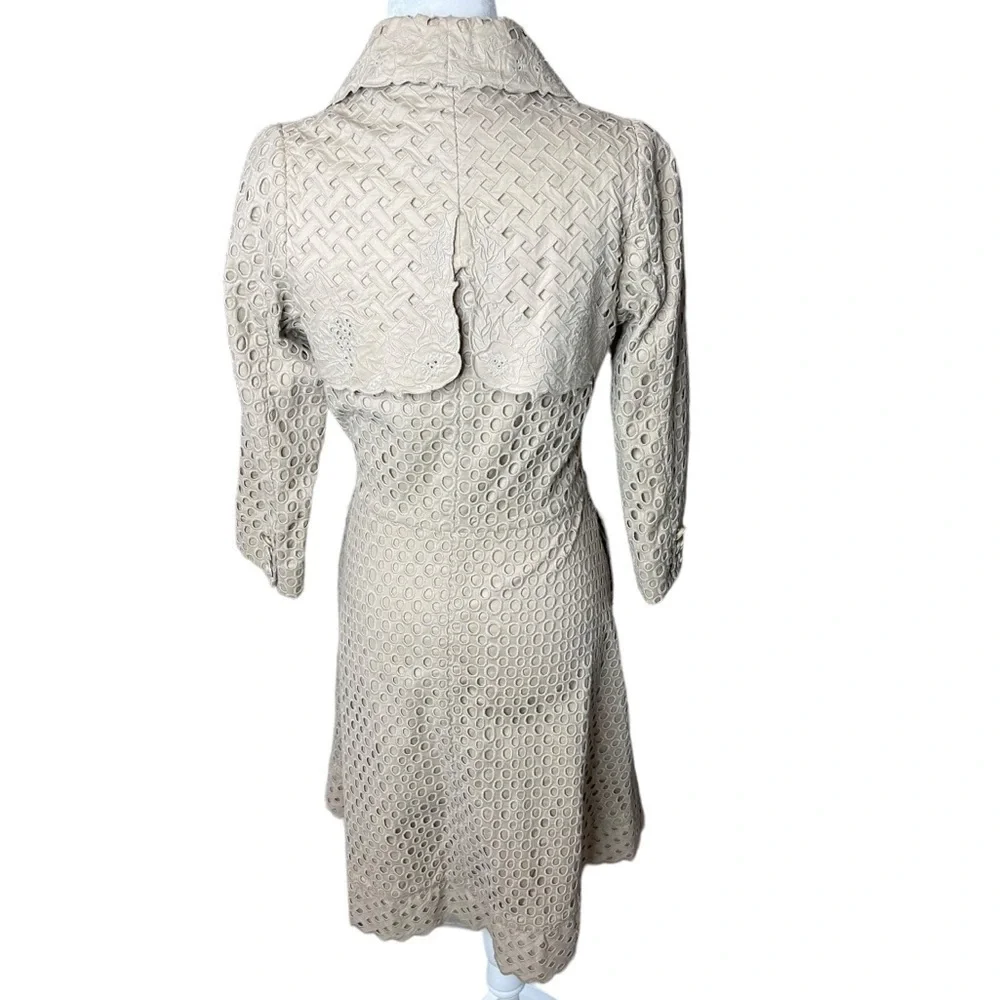Bryan Lars Paris Lace Trench Coat | Embroidered Floral Eyelet | Size 2